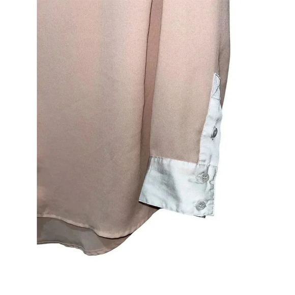 Free People Women's Small Blush White Sheer Long Sleeve Button Up Blouse Formal - Picture 7 of 7